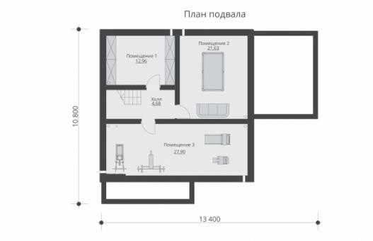 Одноэтажный жилой дом с мансардой и подвалом